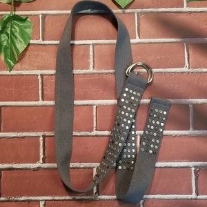 Gray belt, D-ring belt w studded details, sz 16